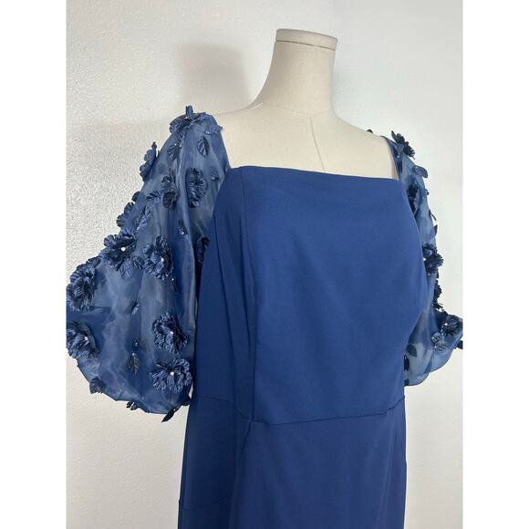 Terani Couture Mother of the Bride Off the Shoulder Gown Navy Blue 18 Formal - Picture 6 of 7